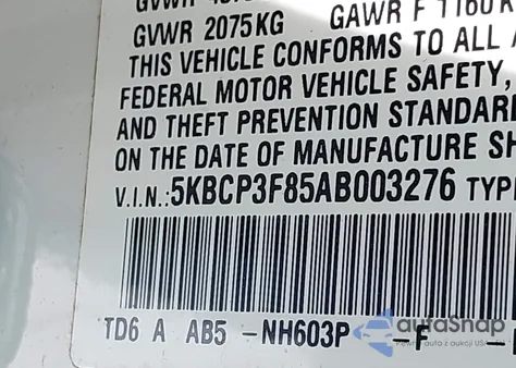 2010 Honda Accord 3.5 Ex-L из США, поврежденный, VIN 5KBCP3F85AB003276